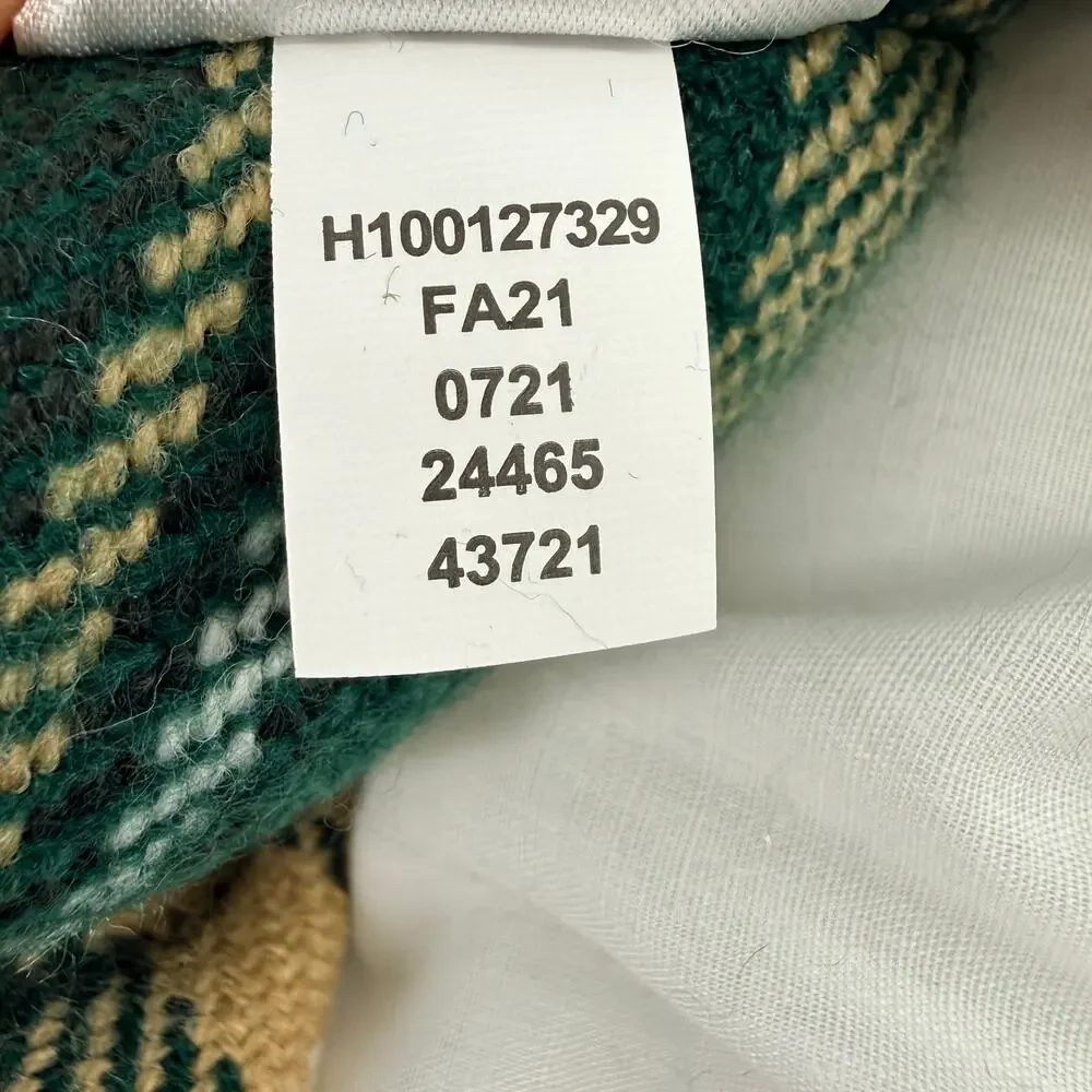Martha Stewart 20x20 Green Plaid Flannel Faux Fur Decorative Throw Pillows Pair